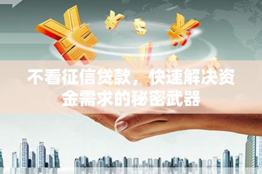 庐江不看征信贷款，快速解决资金需求的秘密武器