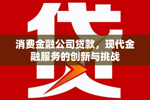 庐江消费金融公司贷款，现代金融服务的创新与挑战