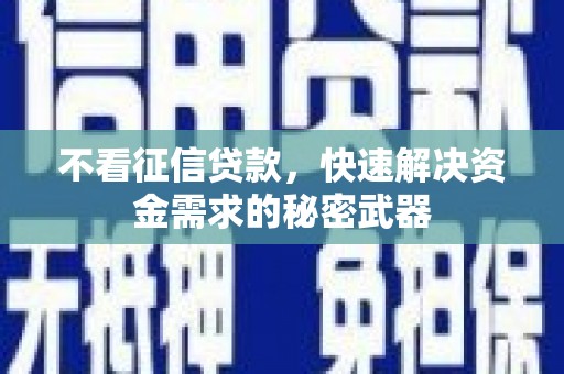 庐江不看征信贷款，快速解决资金需求的秘密武器