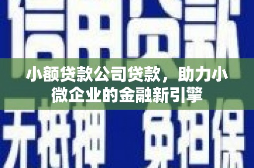 庐江小额贷款公司贷款，助力小微企业的金融新引擎