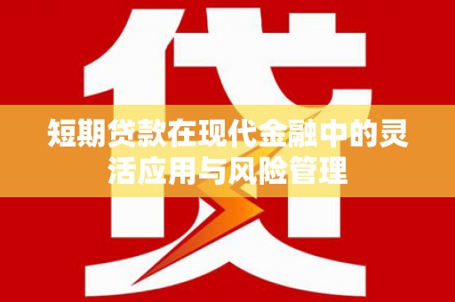 庐江短期贷款在现代金融中的灵活应用与风险管理
