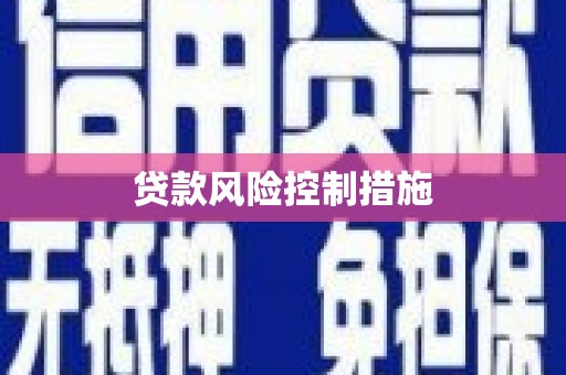 庐江贷款风险控制措施